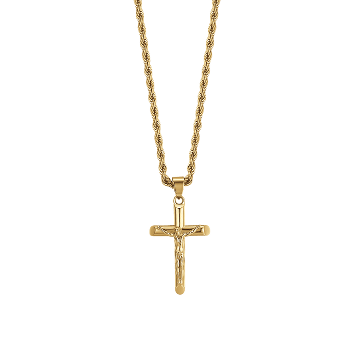 COLLANA UOMO IN ACCIAIO CON CROCIFISSO