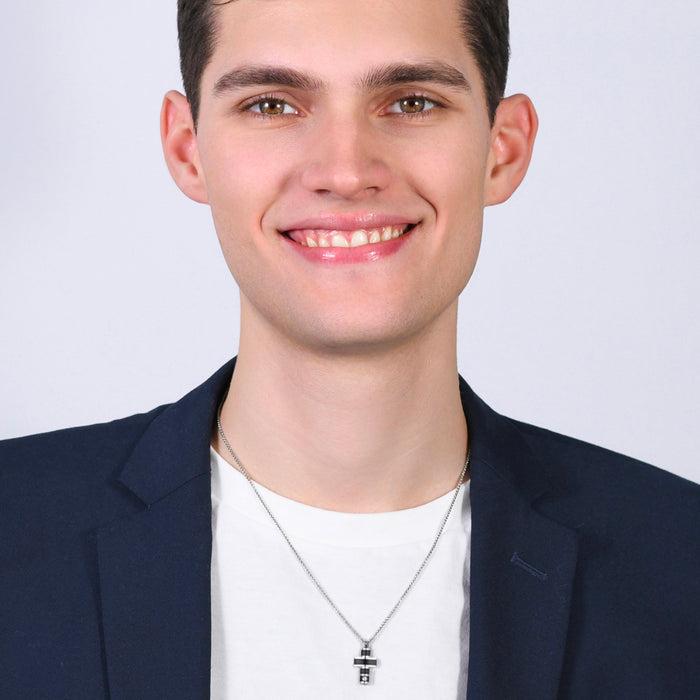 MEN'S NECKLACE IN STEEL BLACK IP CROSS