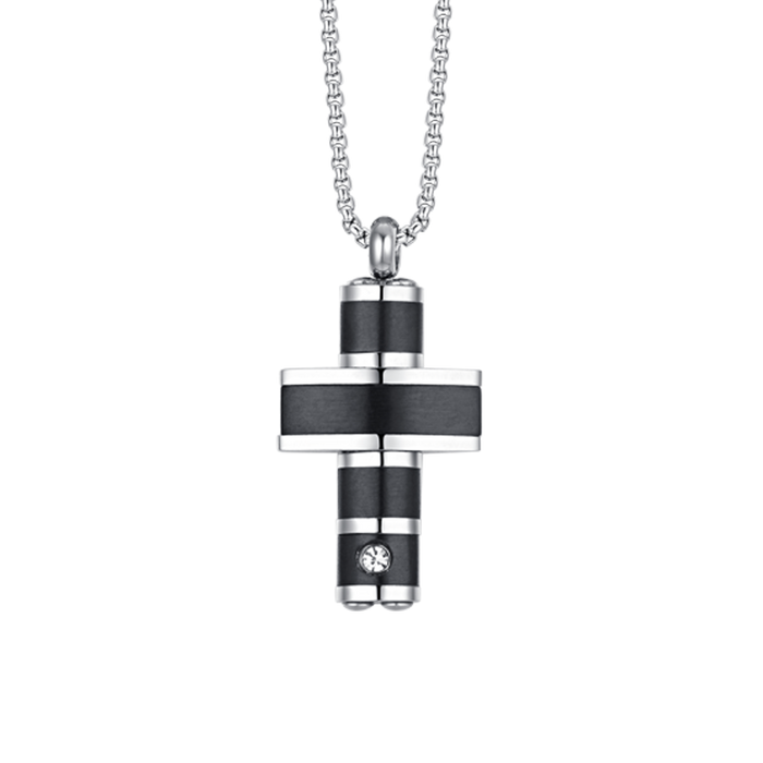 MEN'S NECKLACE IN STEEL BLACK IP CROSS