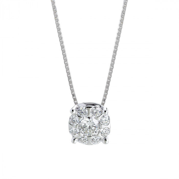 Collana in oro bianco 18kt con pavé di diamanti