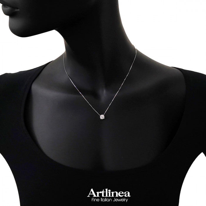 Collana in oro bianco 18kt con pavé di diamanti