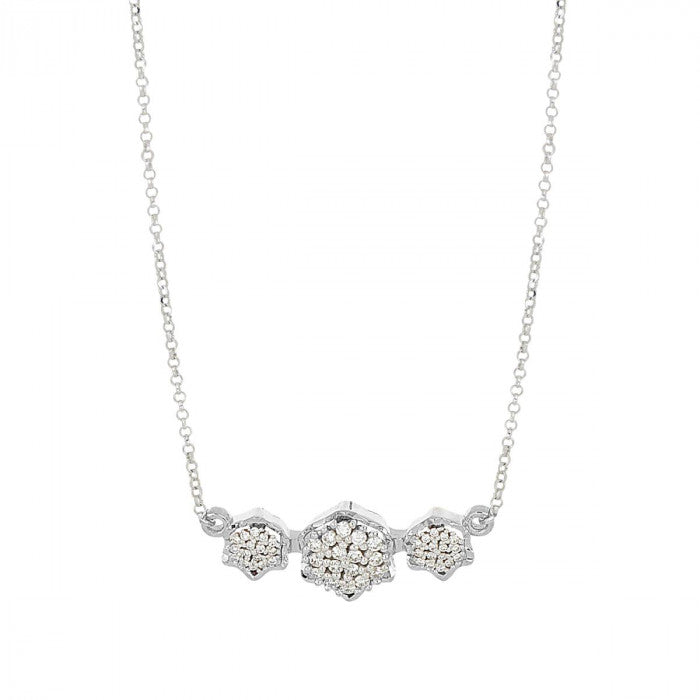 Collana con pendente a motivo floreale in oro 18 kt con diamanti bianchi naturali