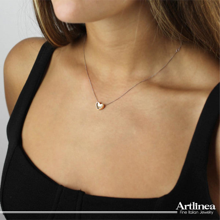 Collana Cuore incavato in oro giallo lucido 18kt
