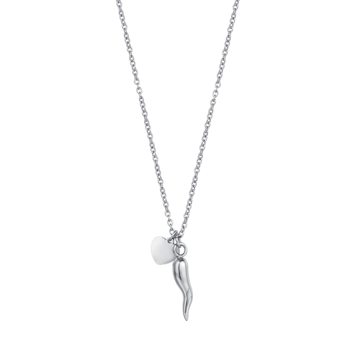 COLLIER FEMME EN ACIER AVEC COEUR ET CORNE