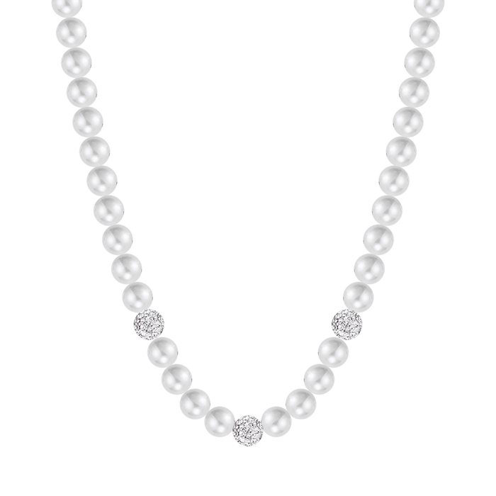 COLLANA DI PERLE DONNA CON CRISTALLI BIANCHI