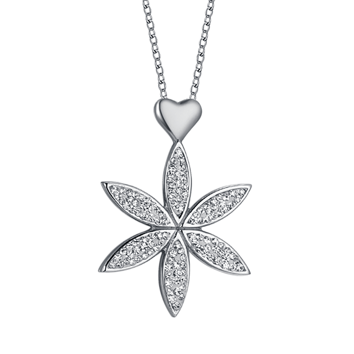 COLLANA DONNA IN ACCIAIO CON FIORE DELLA VITA E CUORE
