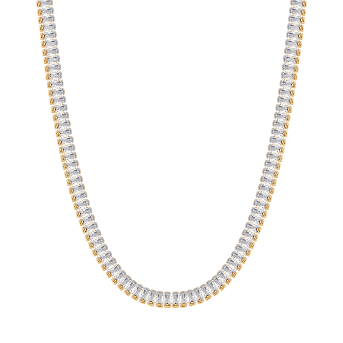 COLLANA TENNIS DONNA IN ACCIAIO CON CRISTALLI BAGUETTE BIANCHI