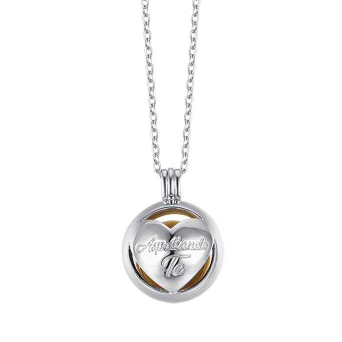 ANGEL CALLER NECKLACE IN IP GOLD STEEL WITH HEART