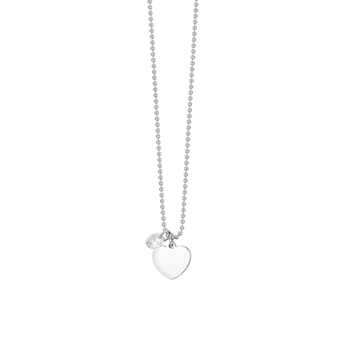 COLLIER FEMME EN ACIER AVEC COEUR ET ZIRCON BLANC