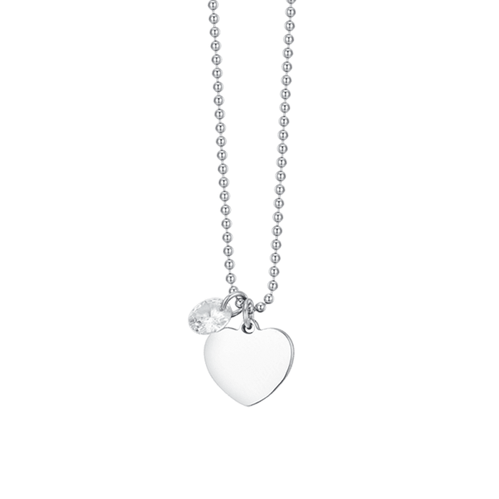 WOMEN'S STEEL NECKLACE WITH HEART AND WHITE ZIRCON