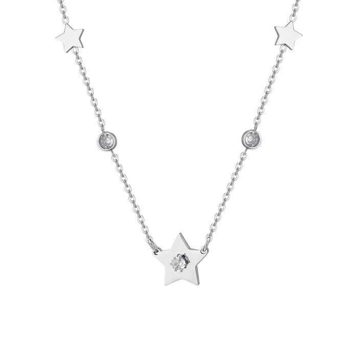 COLLANA DONNA IN ACCIAIO STELLE E ZIRCONI
