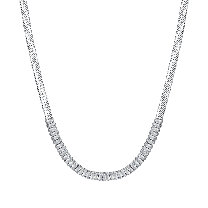 COLLANA DONNA IN ACCIAIO ZIRCONI BIANCHI