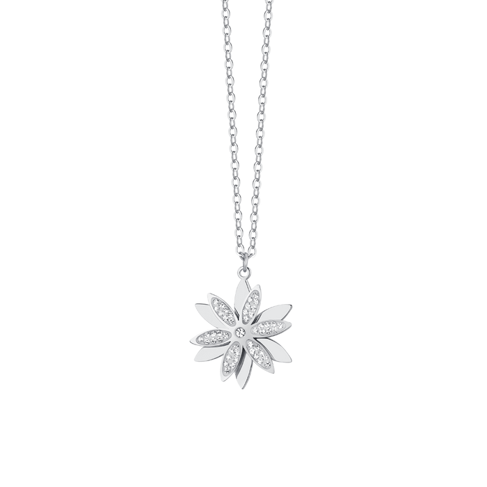 WOMEN'S STEEL NECKLACE FLOWER OF LIFE ROTATING