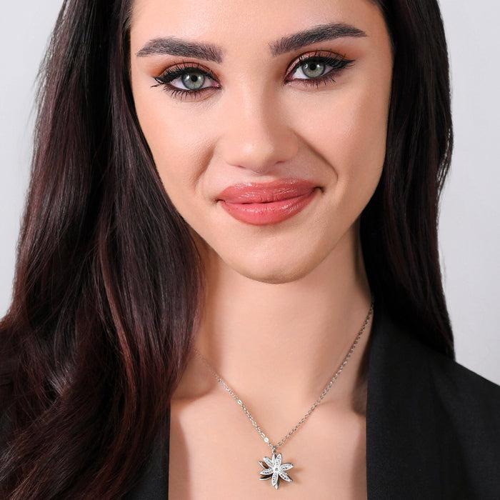 WOMEN'S STEEL NECKLACE FLOWER OF LIFE ROTATING