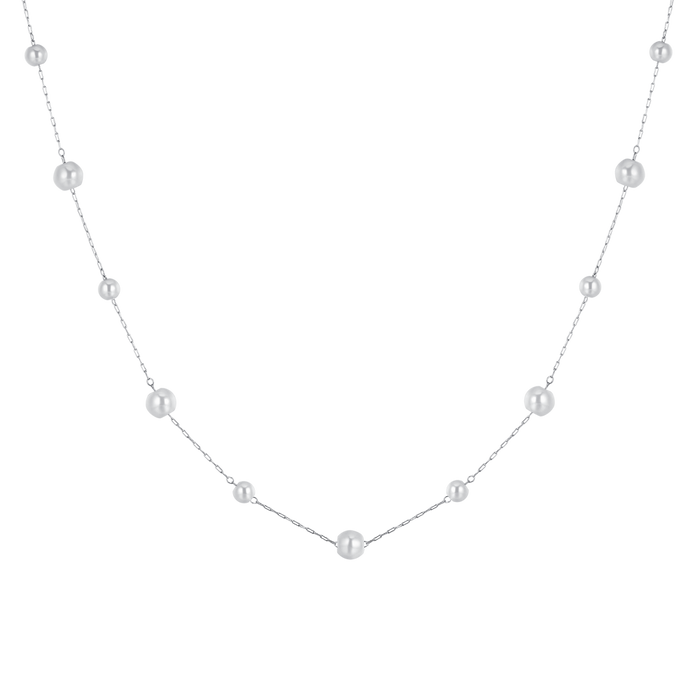 COLLANA DONNA LUNGA IN ACCIAIO CON PERLE