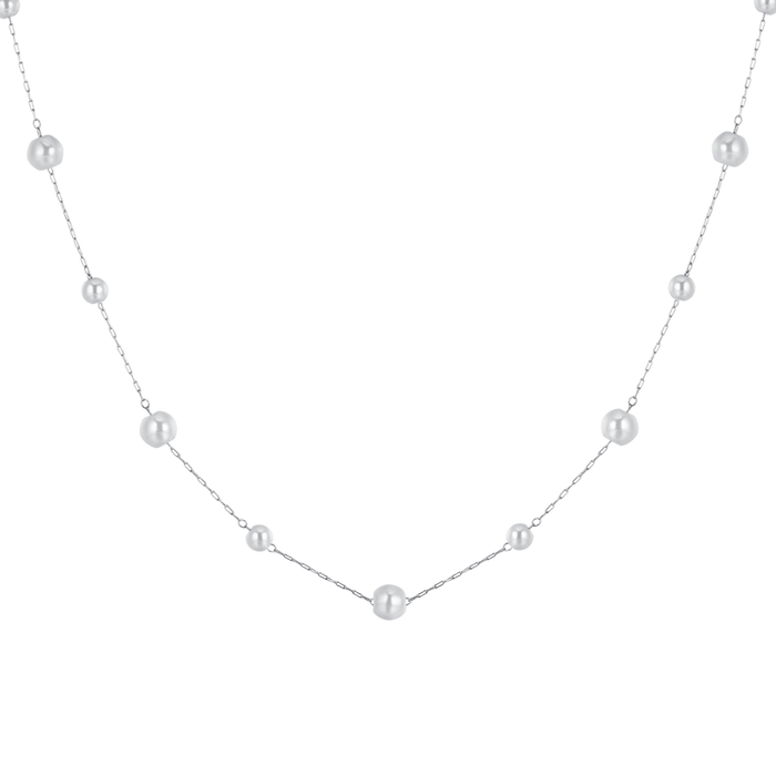 COLLANA DONNA LUNGA IN ACCIAIO CON PERLE