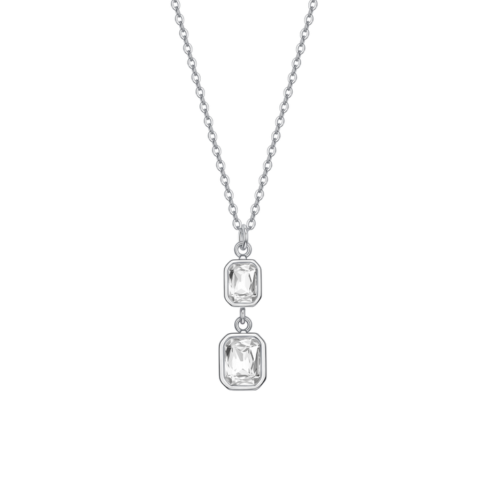 COLLANA DONNA IN ACCIAIO  CON CRISTALLI BIANCHI