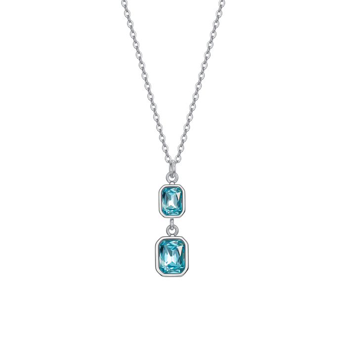 COLLANA DONNA IN ACCIAIO CON CRISTALLI ACQUA MARINA