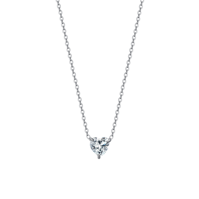 COLLANA DONNA IN ACCIAIO CON CUORE CRISTALLO BIANCO