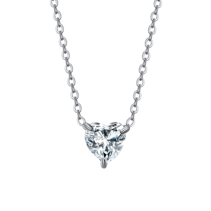 COLLANA DONNA IN ACCIAIO CON CUORE CRISTALLO BIANCO
