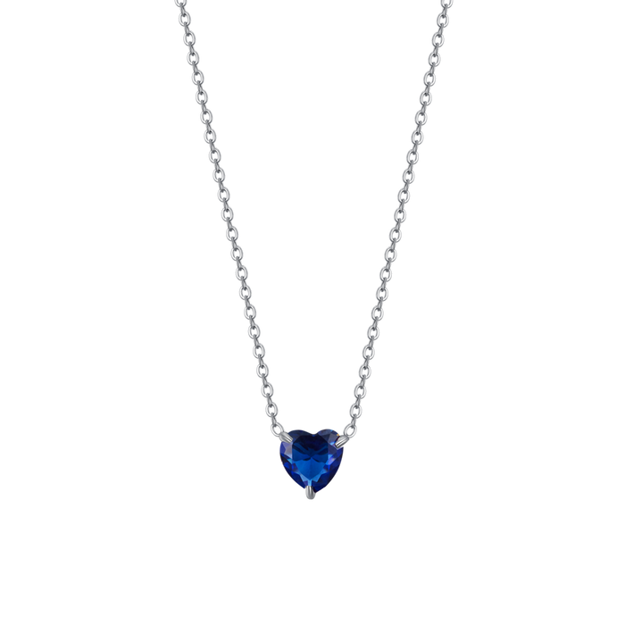 COLLANA DONNA IN ACCIAIO CON CUORE CRISTALLO BLU
