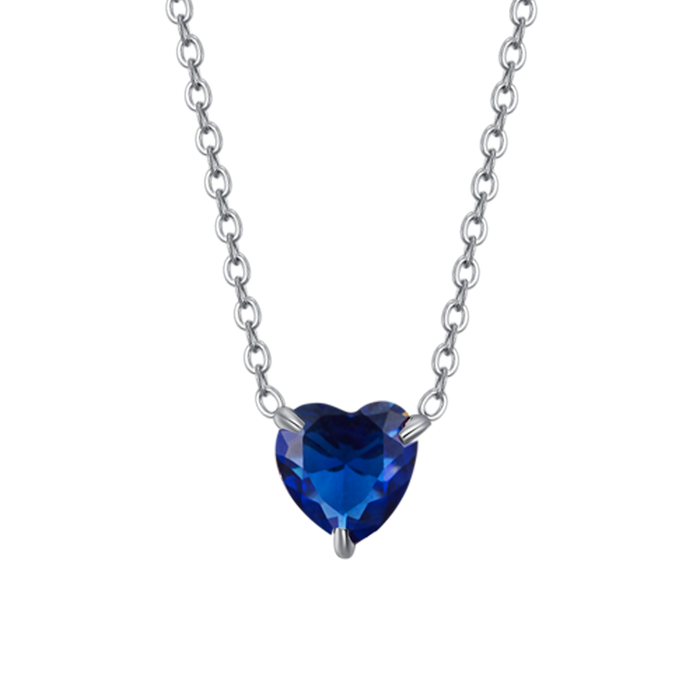 COLLANA DONNA IN ACCIAIO CON CUORE CRISTALLO BLU