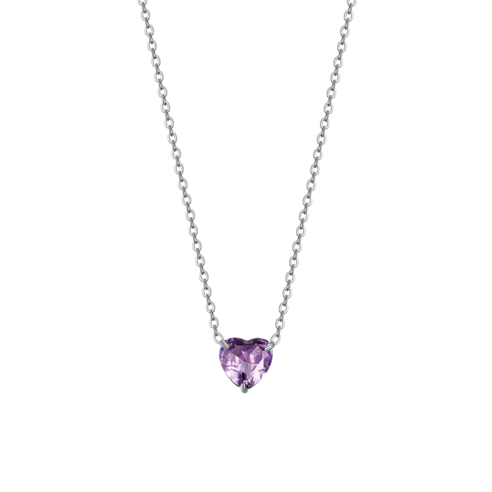 COLLANA DONNA IN ACCIAIO CON CUORE CRISTALLO VIOLA