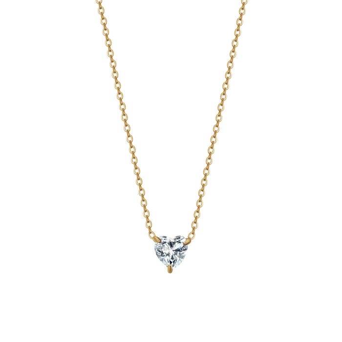 COLLANA DONNA IN ACCIAIO E IP GOLD CON CUORE CRISTALLO BIANCO