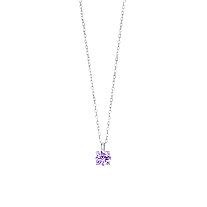 COLLANA DONNA IN ACCIAIO  ZIRCONE VIOLA