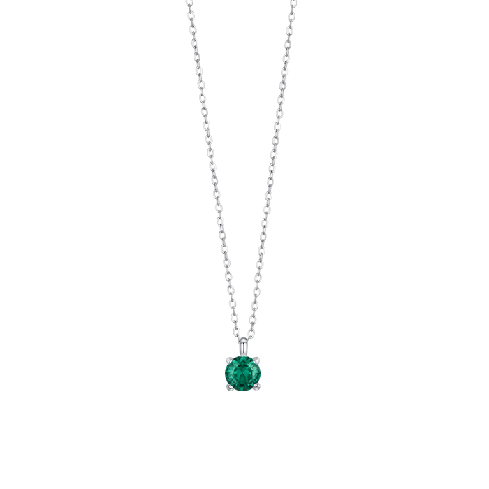 COLLANA DONNA IN ACCIAIO  ZIRCONE VERDE