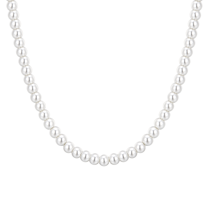 COLLANA DONNA IN ACCIAIO CON PERLE BIANCHE