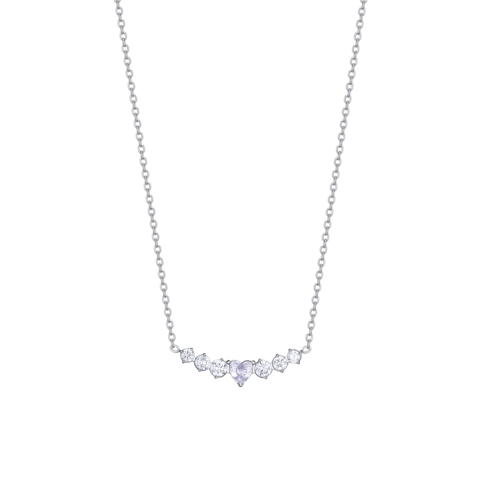 COLLANA DONNA IN ACCIAIO CON CUORE E CRISTALLI BIANCHI