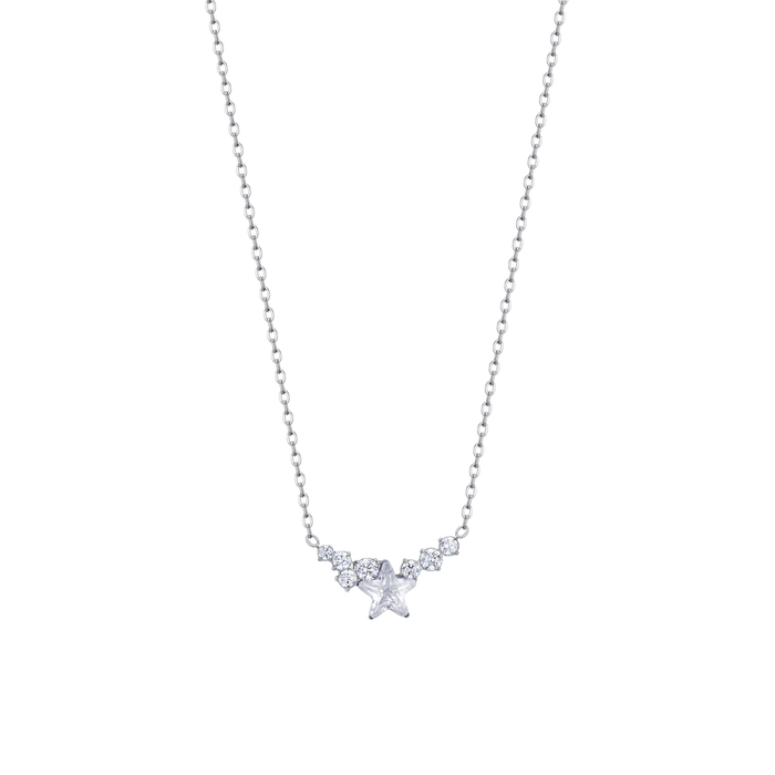 COLLANA DONNA IN ACCIAIO CON STELLA E CRISTALLI BIANCHI