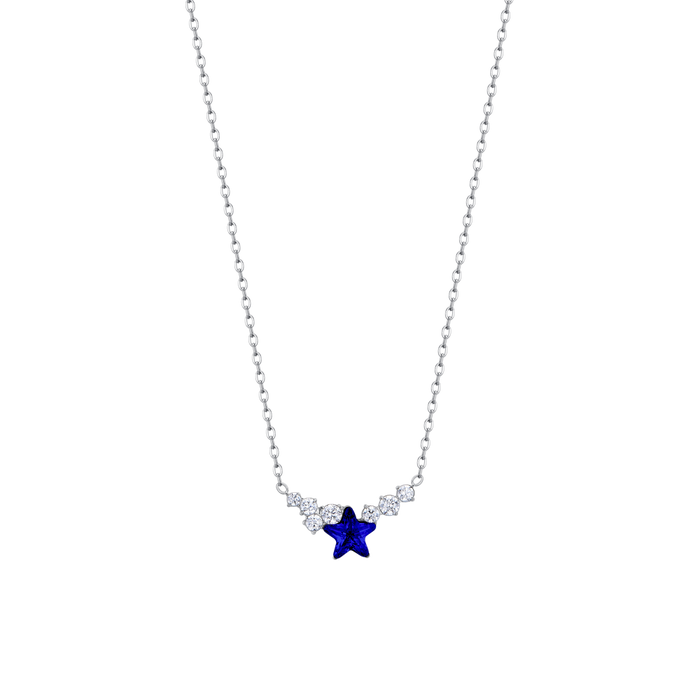 COLLANA DONNA IN ACCIAIO CON STELLA BLU E CRISTALLI BIANCHI