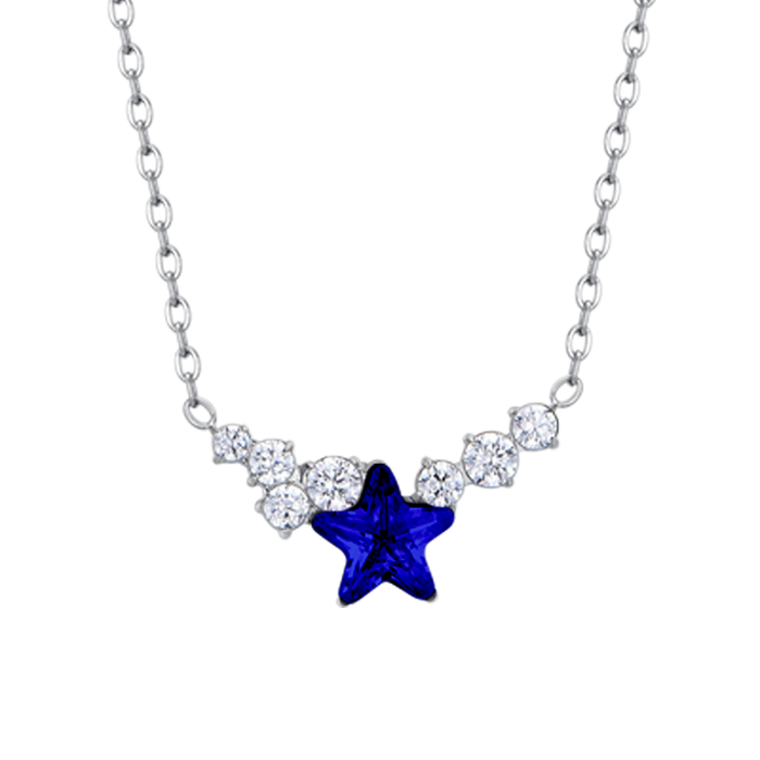 COLLANA DONNA IN ACCIAIO CON STELLA BLU E CRISTALLI BIANCHI