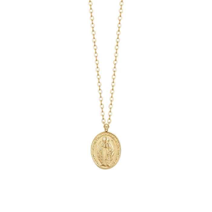 COLLANA DONNA IN ACCIAIO IP GOLD, MEDAGLIETTA CON MADONNINA