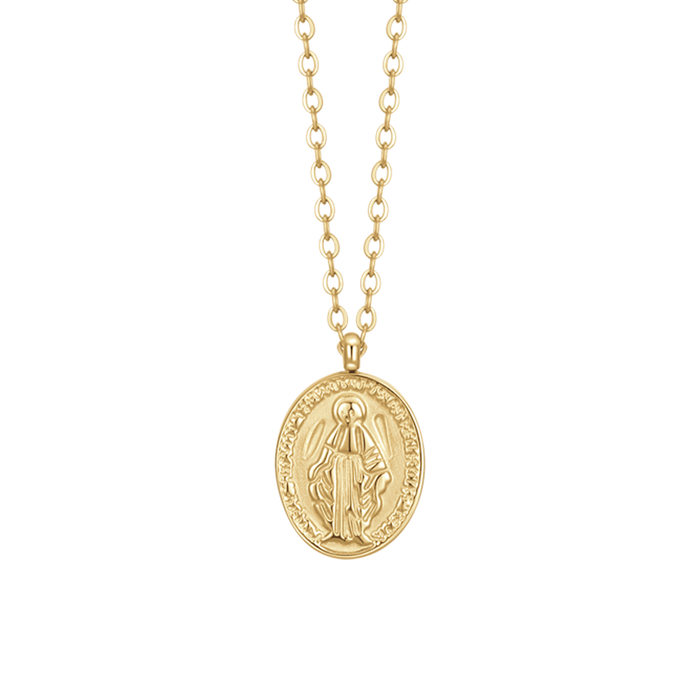 COLLANA DONNA IN ACCIAIO IP GOLD, MEDAGLIETTA CON MADONNINA
