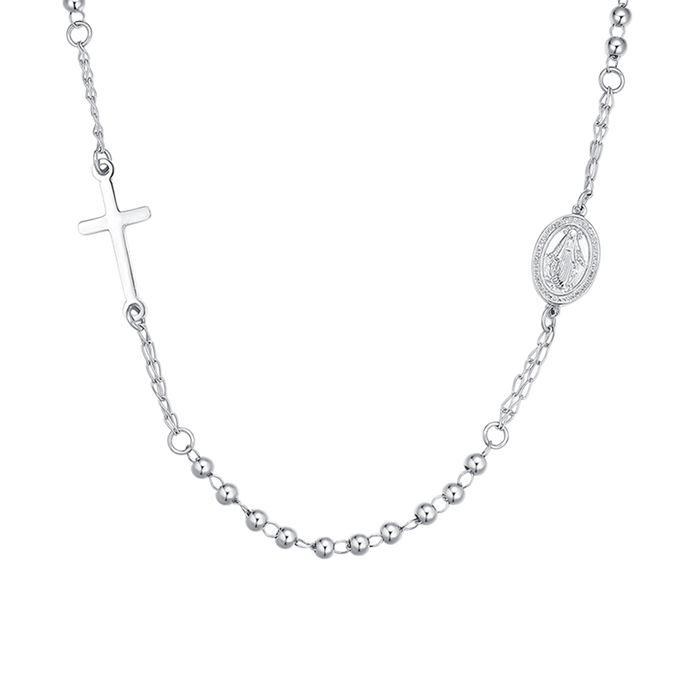 COLLANA DONNA ROSARIO IN ACCIAIO