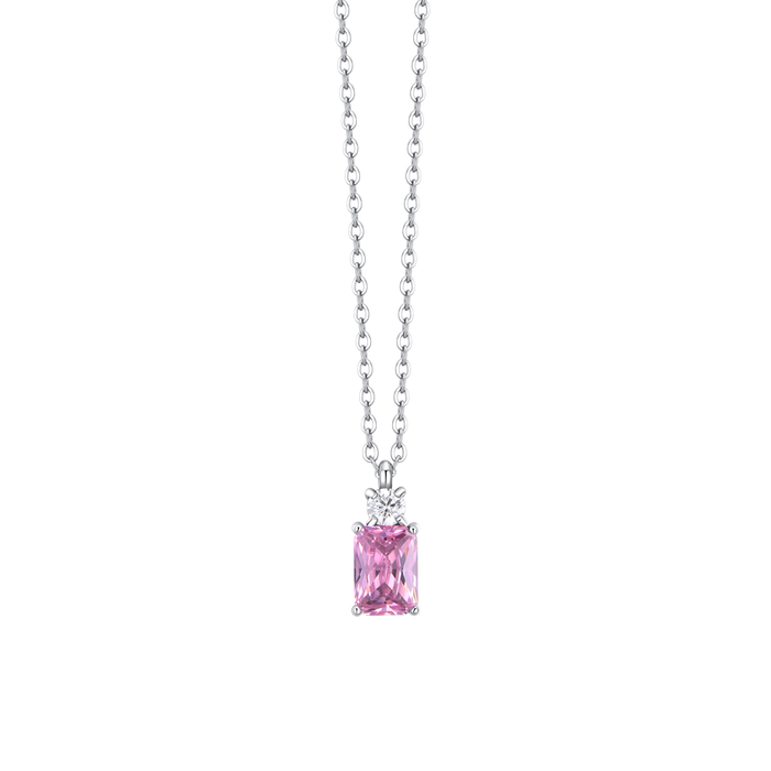 COLLANA DONNA IN ACCIAIO CON ZIRCONI ROSA E BIANCO