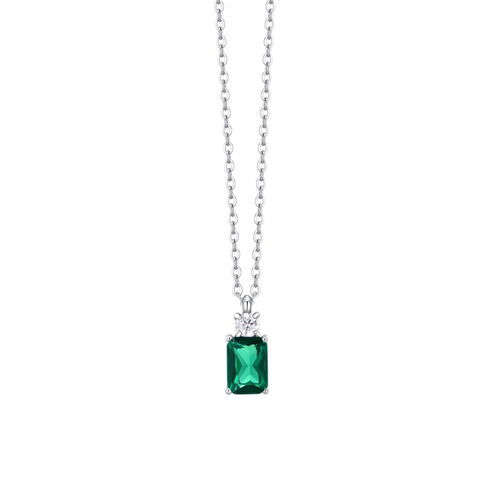 COLLANA DONNA IN ACCIAIO CON ZIRCONI VERDE E BIANCO