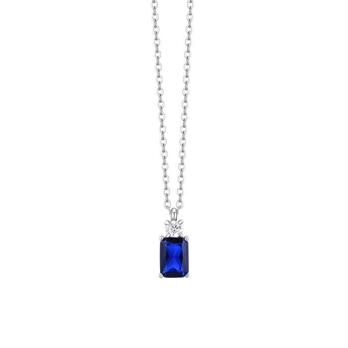 COLLANA DONNA IN ACCIAIO CON ZIRCONI BLU E BIANCO