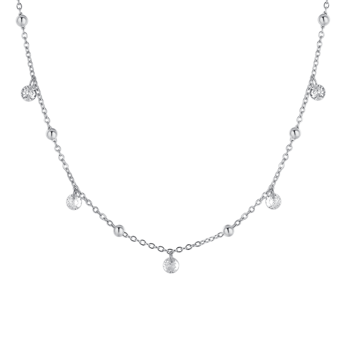 COLLANA DONNA IN ACCIAIO CON ZIRCONI BIANCHI