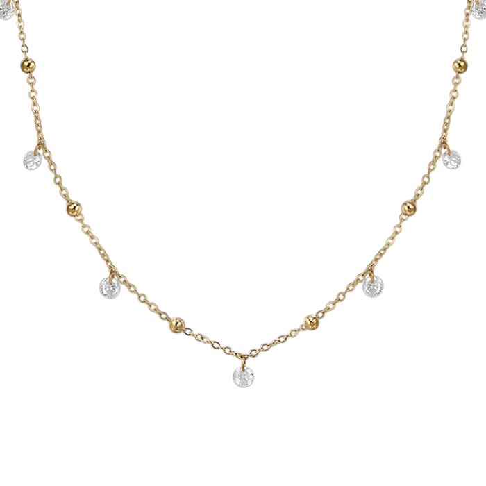 COLLANA DONNA IN ACCIAIO IP GOLD CON ZIRCONI BIANCHI