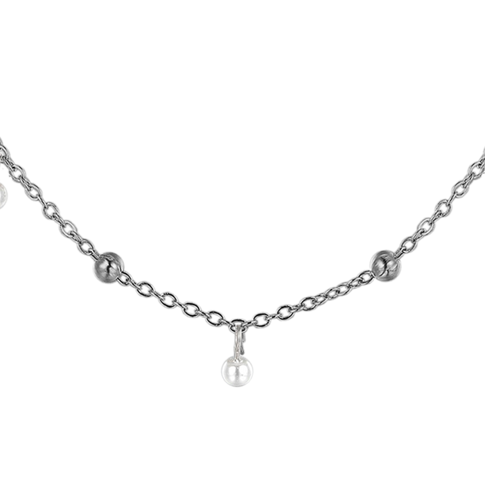 COLLANA DONNA IN ACCIAIO CON PERLE BIANCHE
