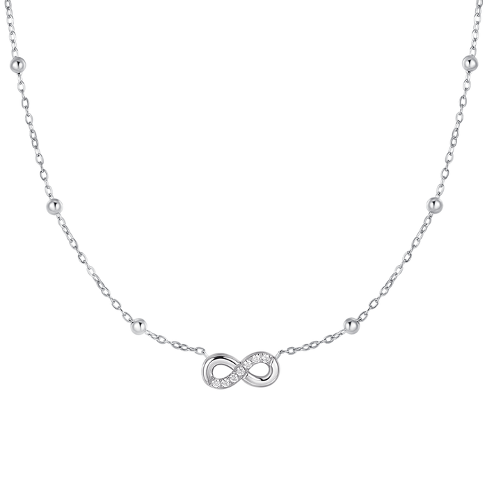 COLLANA DONNA IN ACCIAIO CON INFINITO E PUNTI LUCE DI ZIRCONE BIANCO