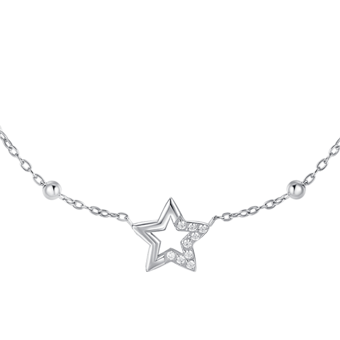 COLLANA DONNA IN ACCIAIO CON STELLA E PUNTI LUCE IN ZIRCONE BIANCO
