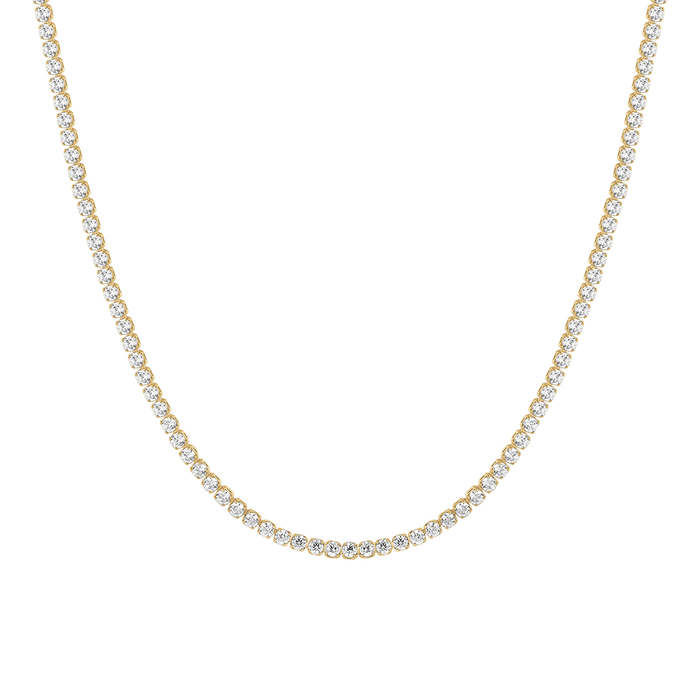 COLLANA TENNIS DONNA IN ACCIAIO CON ZIRCONI BIANCHI COLORE ORO