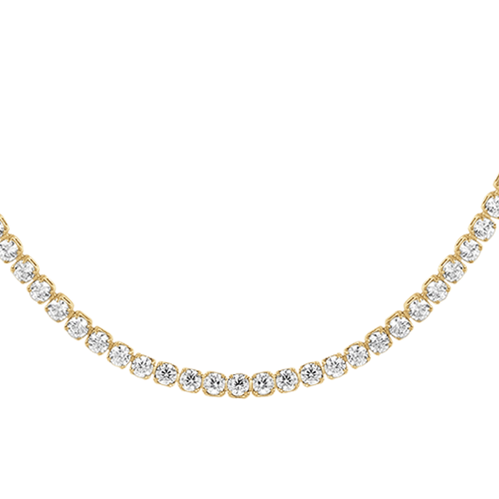 COLLANA TENNIS DONNA IN ACCIAIO CON ZIRCONI BIANCHI COLORE ORO
