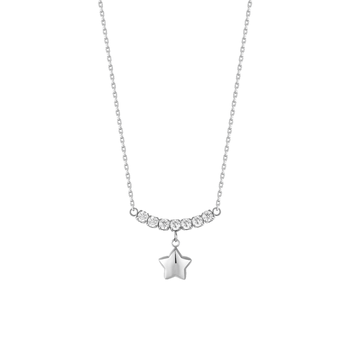 COLLANA DONNA IN ACCIAIO CON STELLA E ZIRCONI BIANCHI