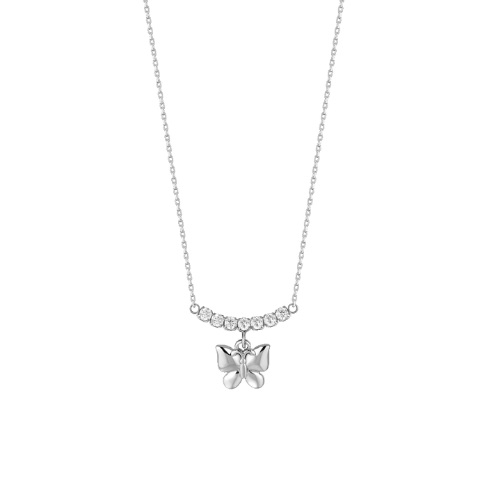 COLLANA DONNA IN ACCIAIO CON FARFALLA E ZIRCONI BIANCHI